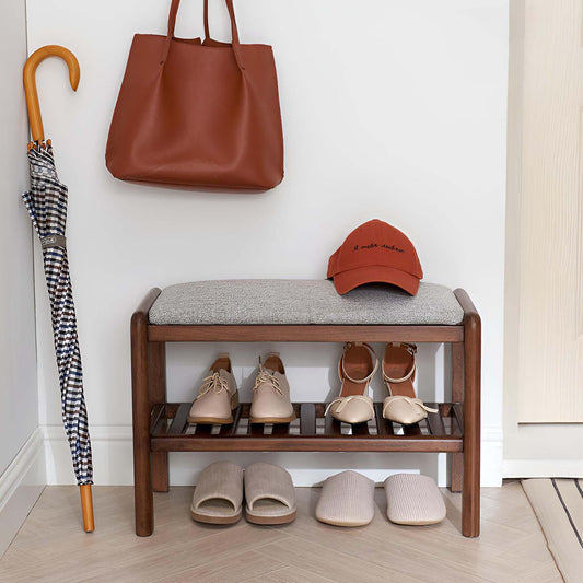Rustic Solid Wood Entryway Bench - Savor Cozy