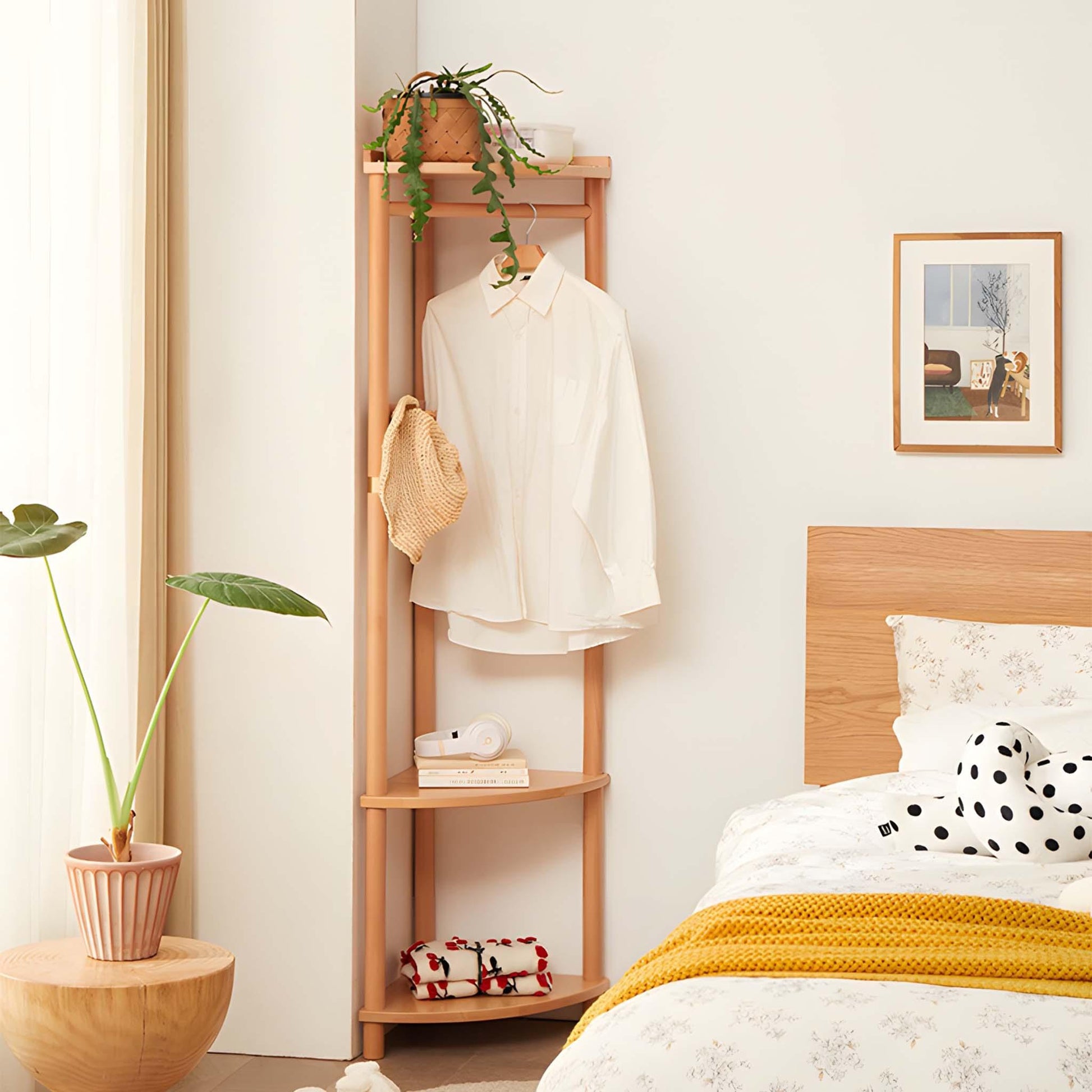 Corner Coat Rack with 3-Shelves - Savor Cozy