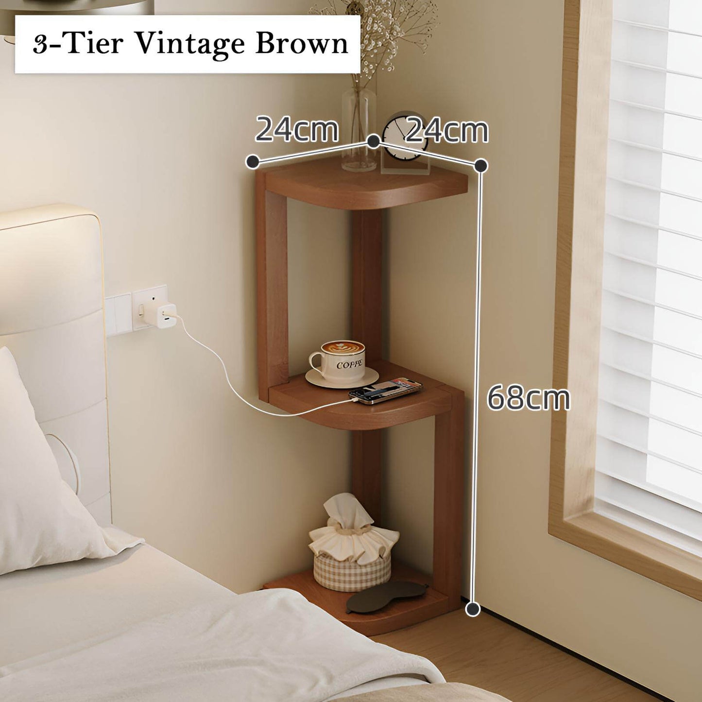 Solid Wood Narrow Bedside Table