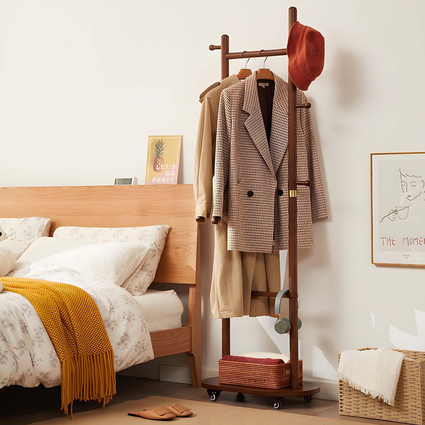 Rolling Clothes Rack with Shelf - Savor Cozy