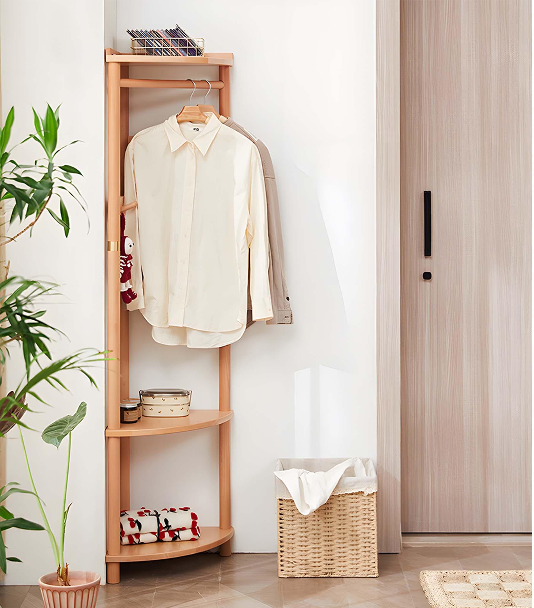 Corner Coat Rack with 3-Shelves - Savor Cozy