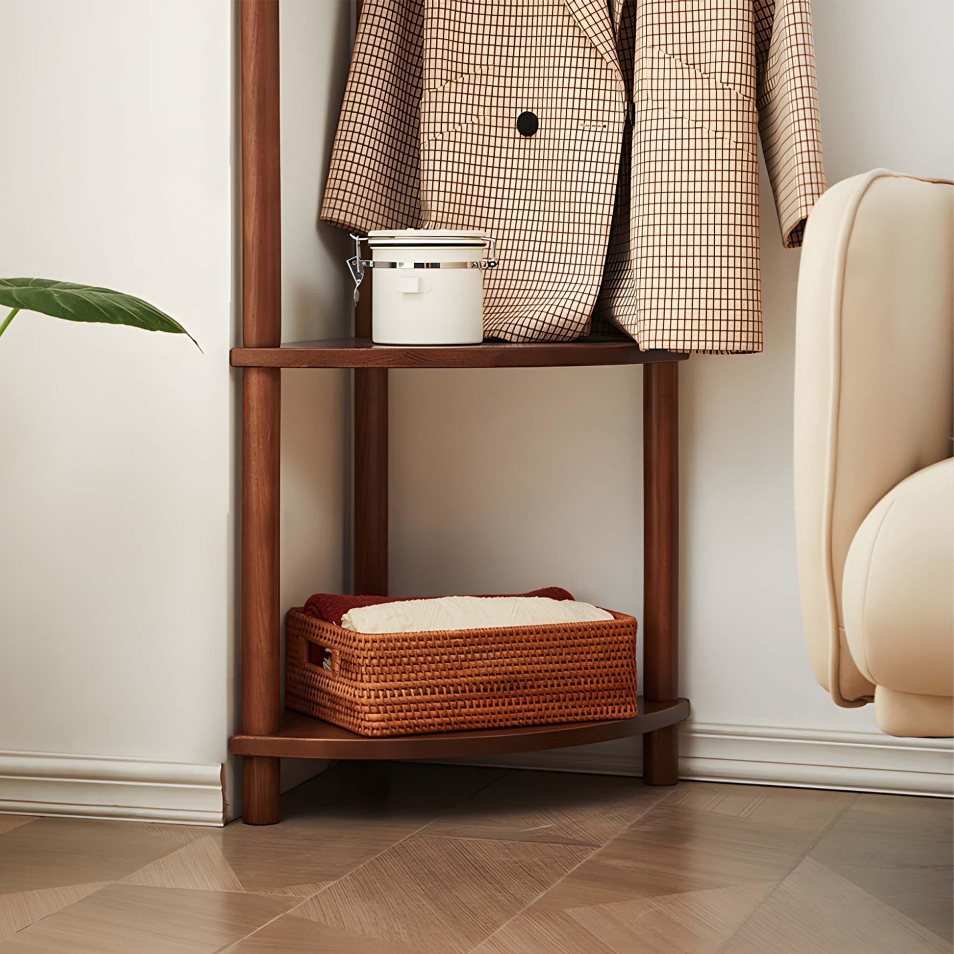 Corner Coat Rack with 3-Shelves - Savor Cozy