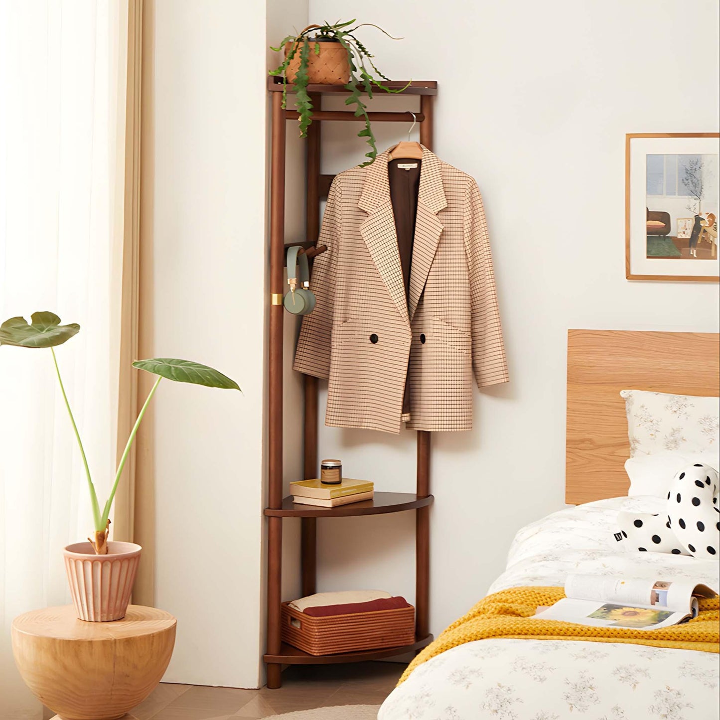 Corner Coat Rack with 3-Shelves - Savor Cozy