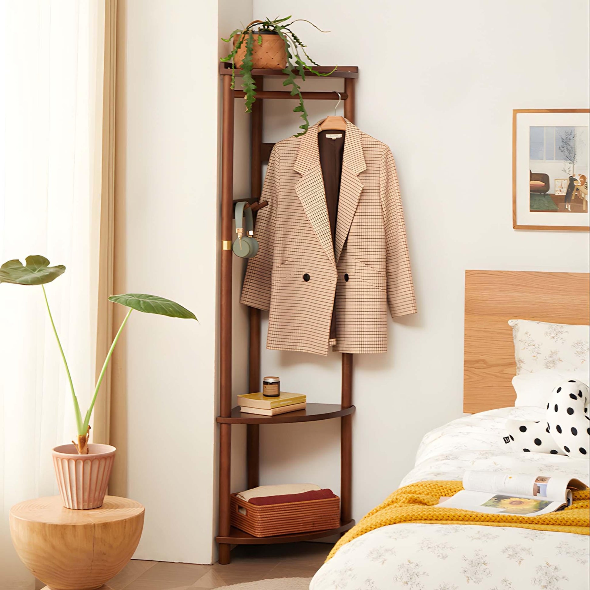 Corner Coat Rack with 3-Shelves - Savor Cozy