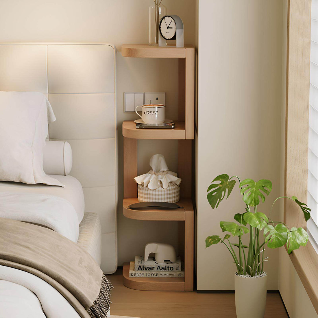 slim corner bookshelf solid wood