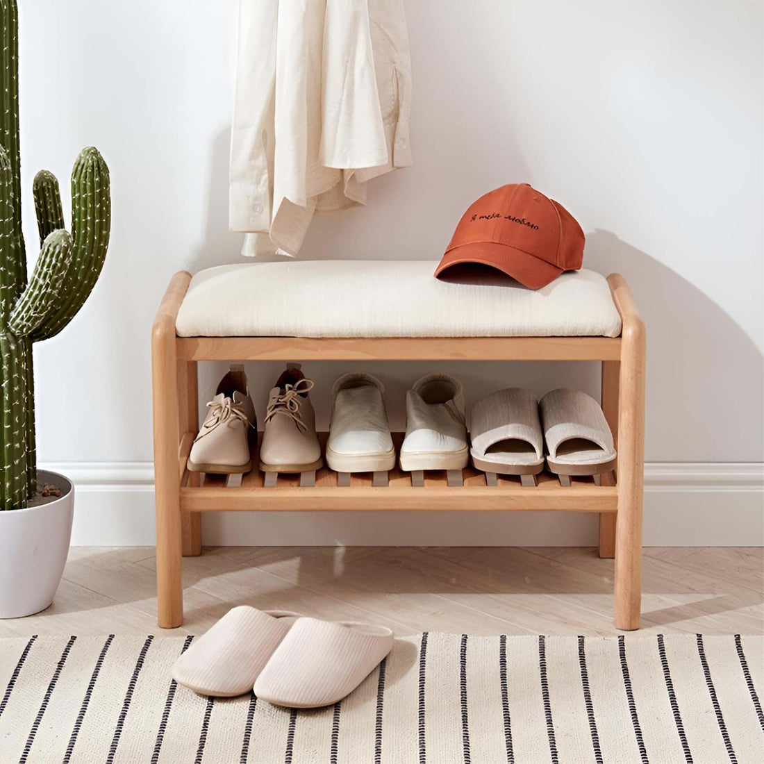 handcrafted solid wood entryway bench