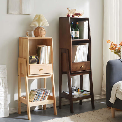 Vintage Side Table - Real Wood with Storage Shelf