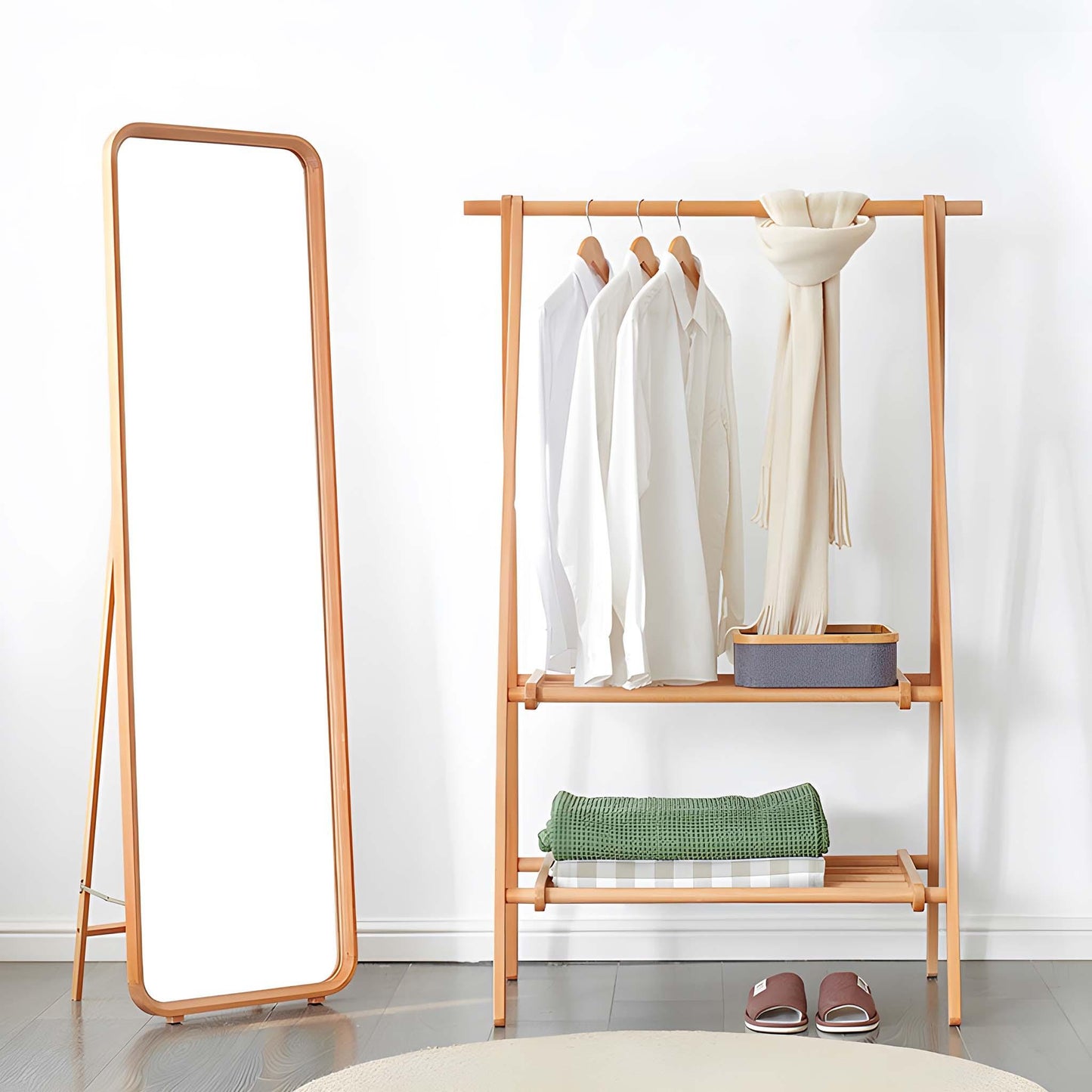 Practical Garment Rack with Added Shelf