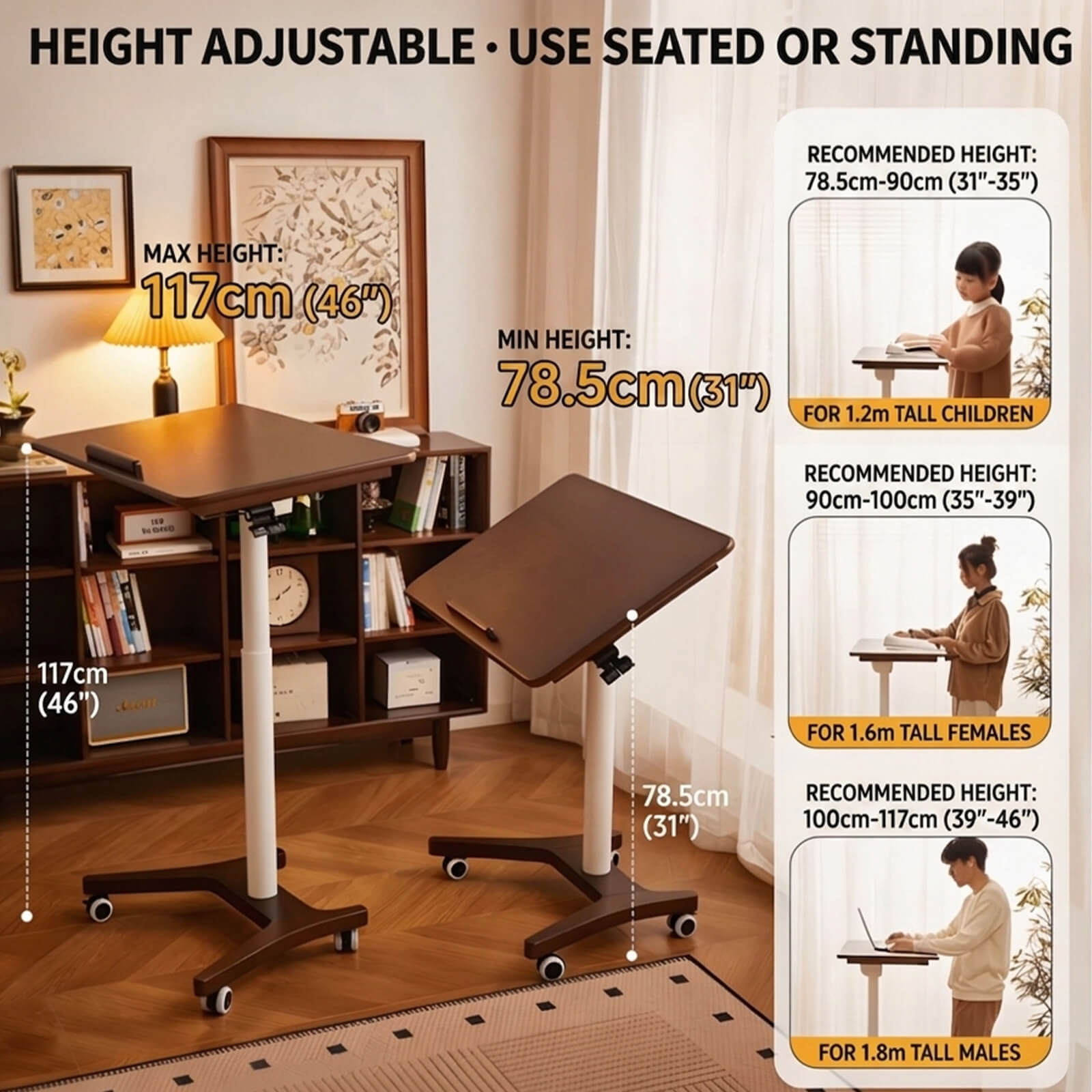 Genuine Wood Adjustable Table