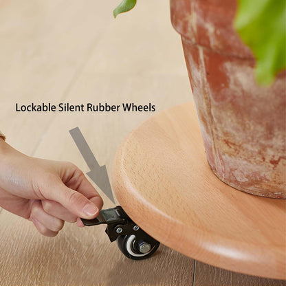 Wooden Plant Dolly with Brakes - Move Your Plants in Silence