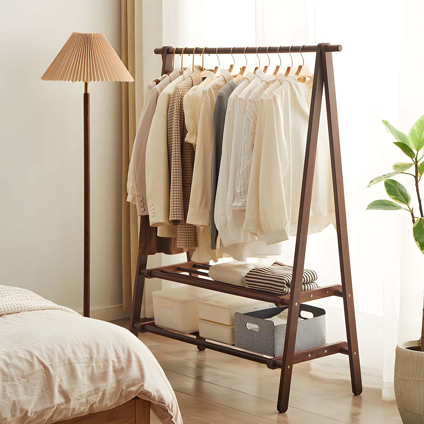 Garment Rack with Hall Tree and Shelf