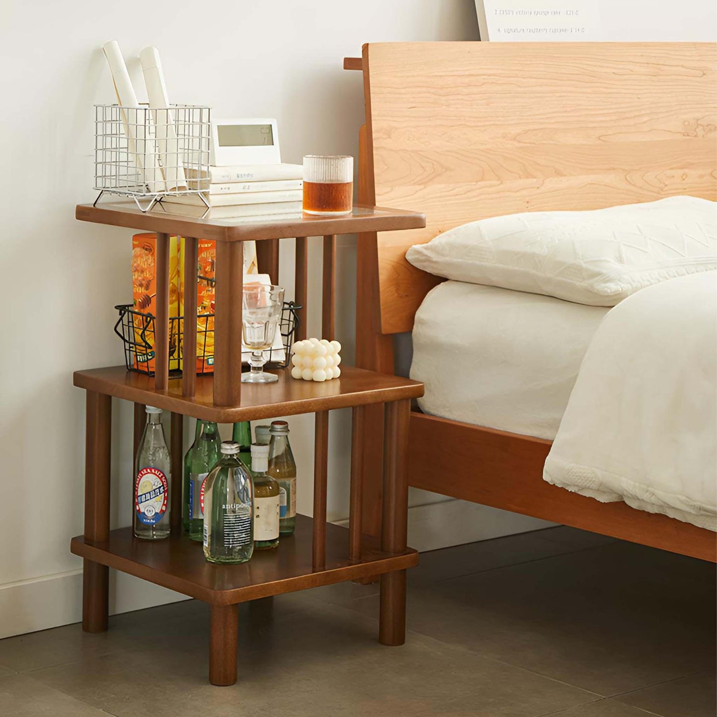 Bed Side Table with Ample 3-Tier Storage