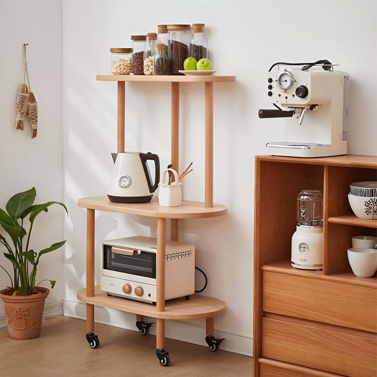 Chic and Durable Solid Wood Shelf - Multi-Tier Convenience