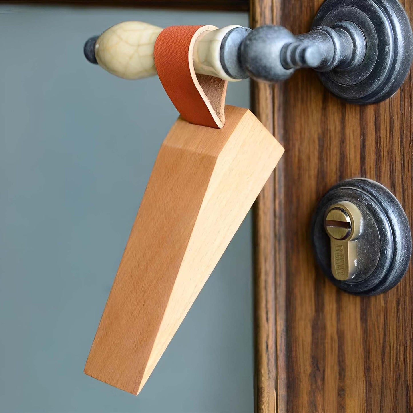 Door Stopper with Leather Strap - Secure Hold for Office Doors