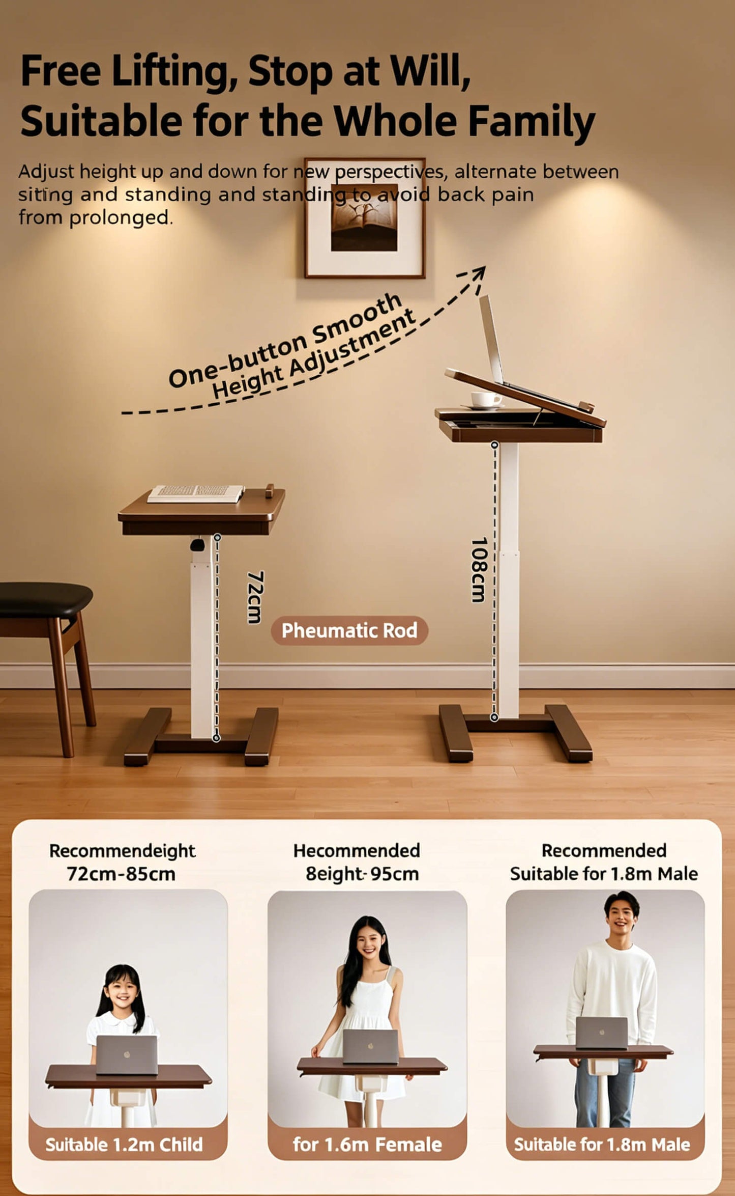 compact solid wood mobile desk