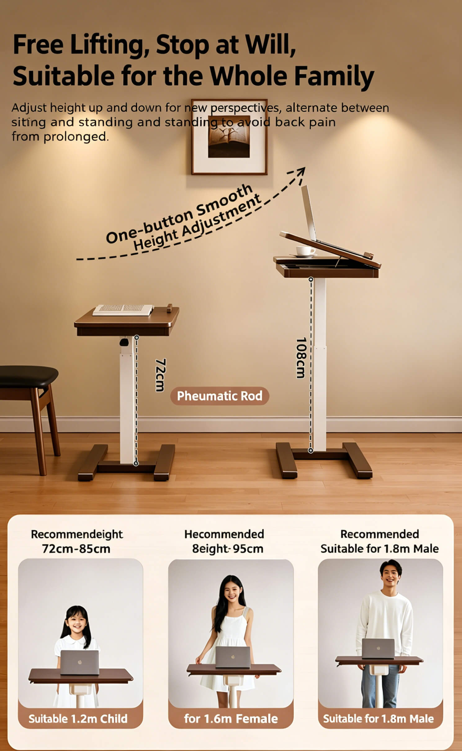compact solid wood mobile desk