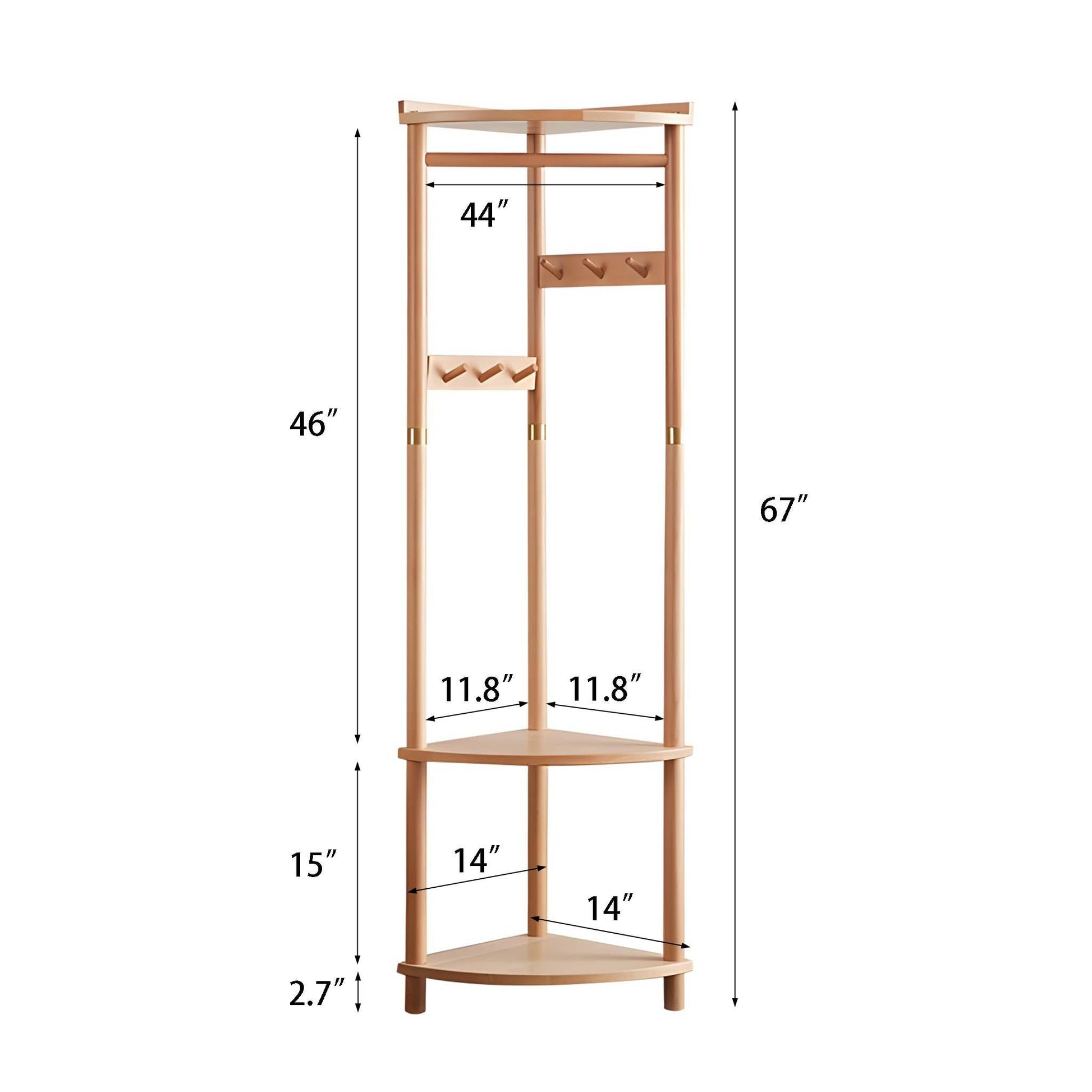 Corner Coat Hanger with Triple Shelves - Space-Optimized Wardrobe