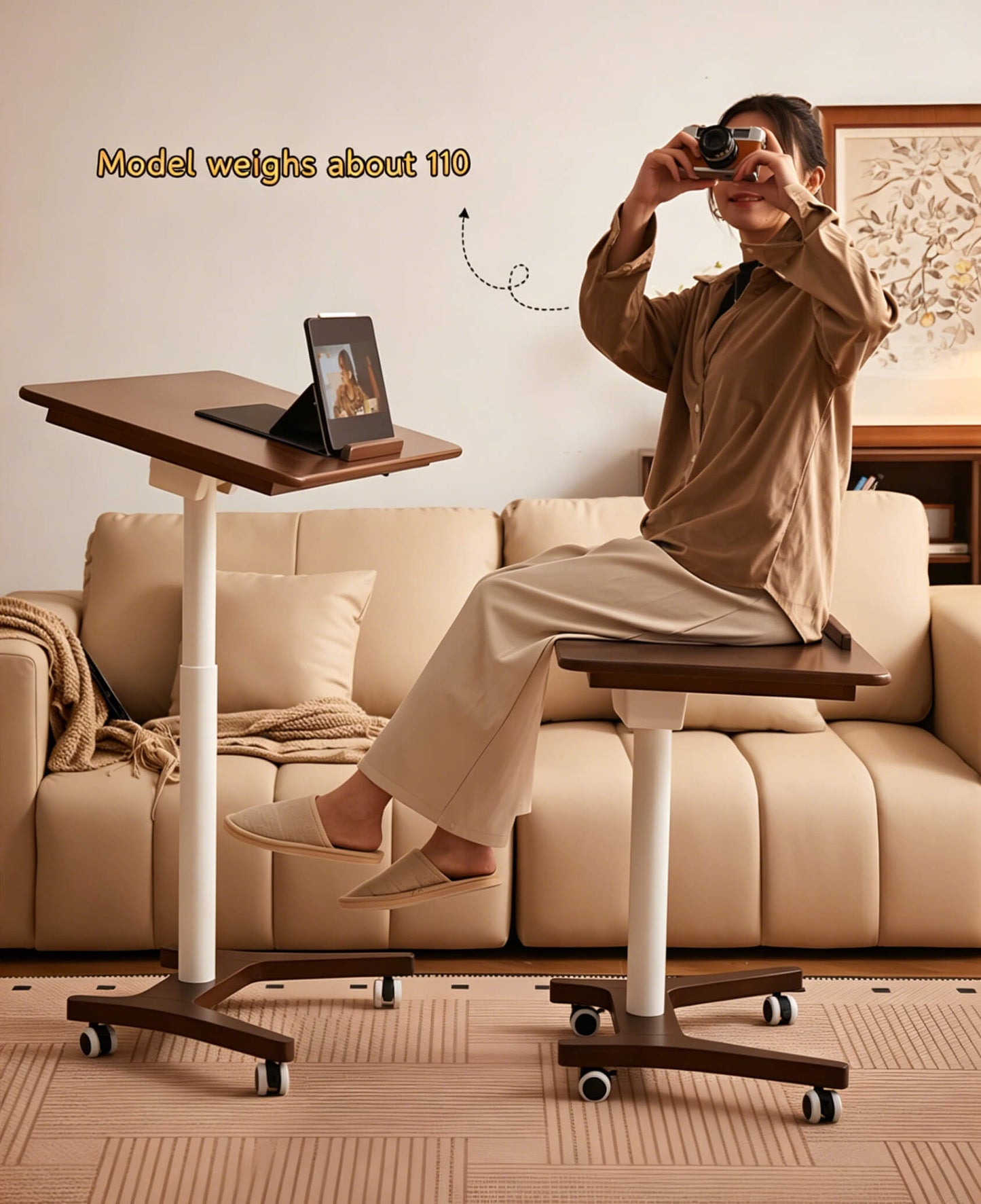 modern minimalist rolling bedside desk
