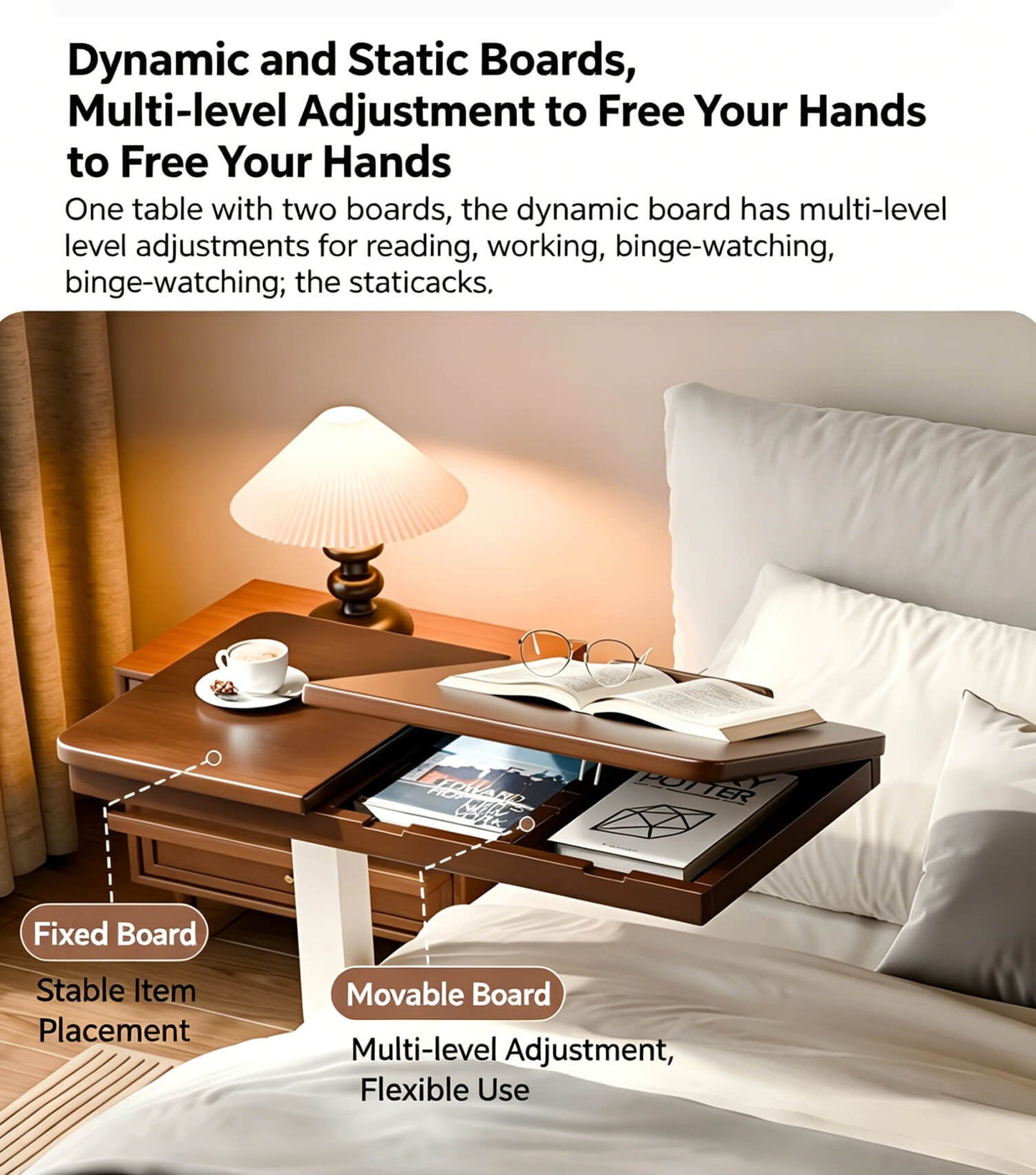 rolling bedside table with wheels