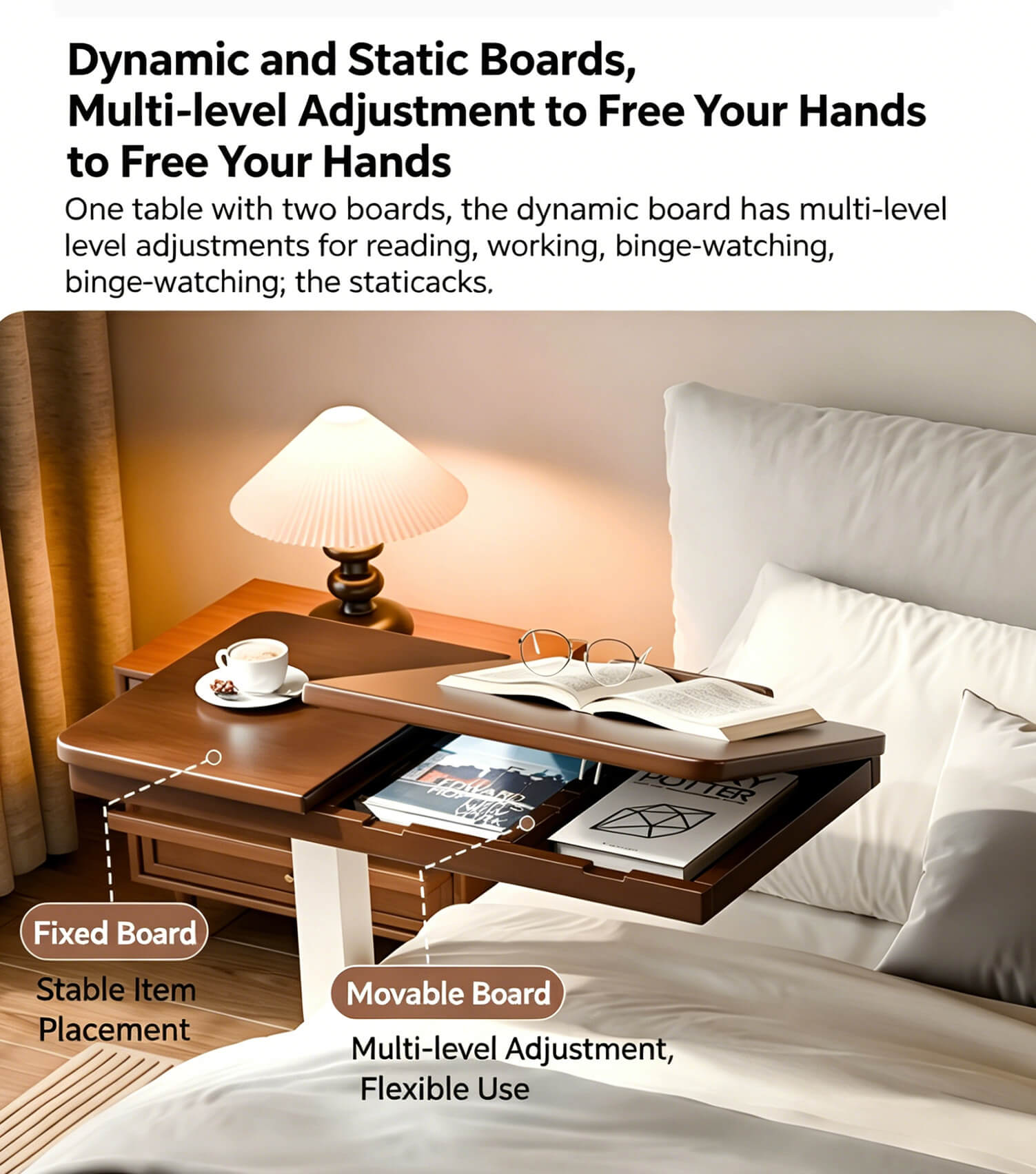 rolling bedside table with wheels