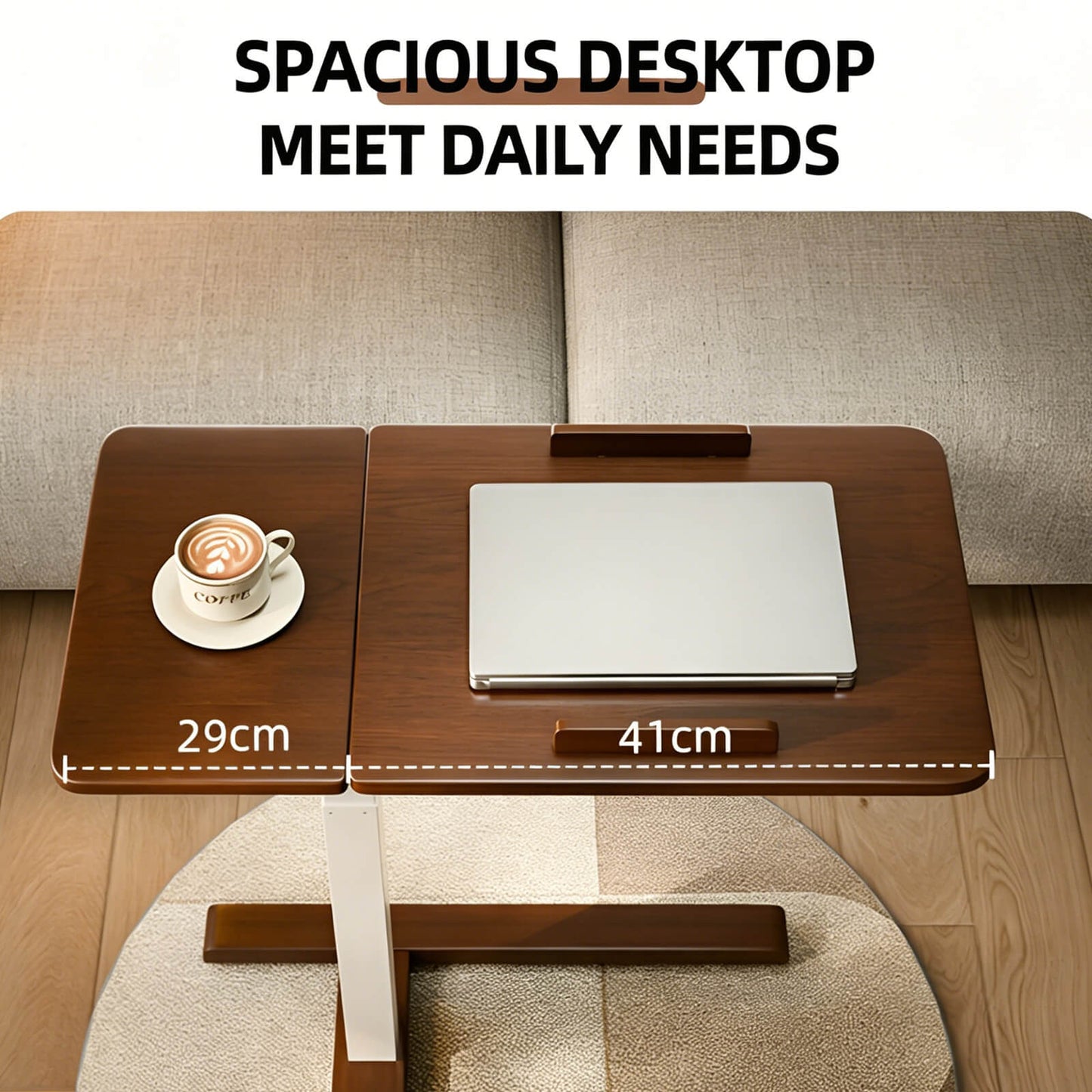 rolling overbed table solid wood