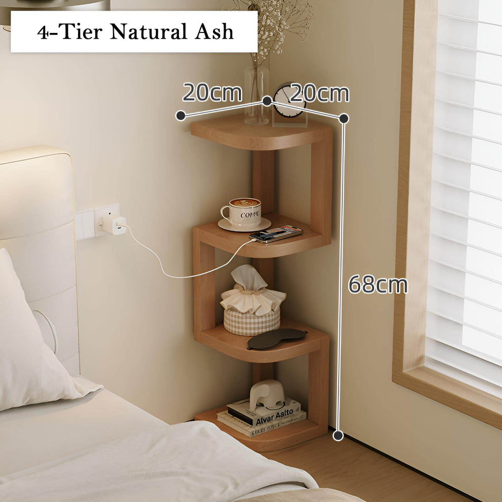 Solid Wood Narrow Bedside Table – Slim Corner Bookshelf and Small ...