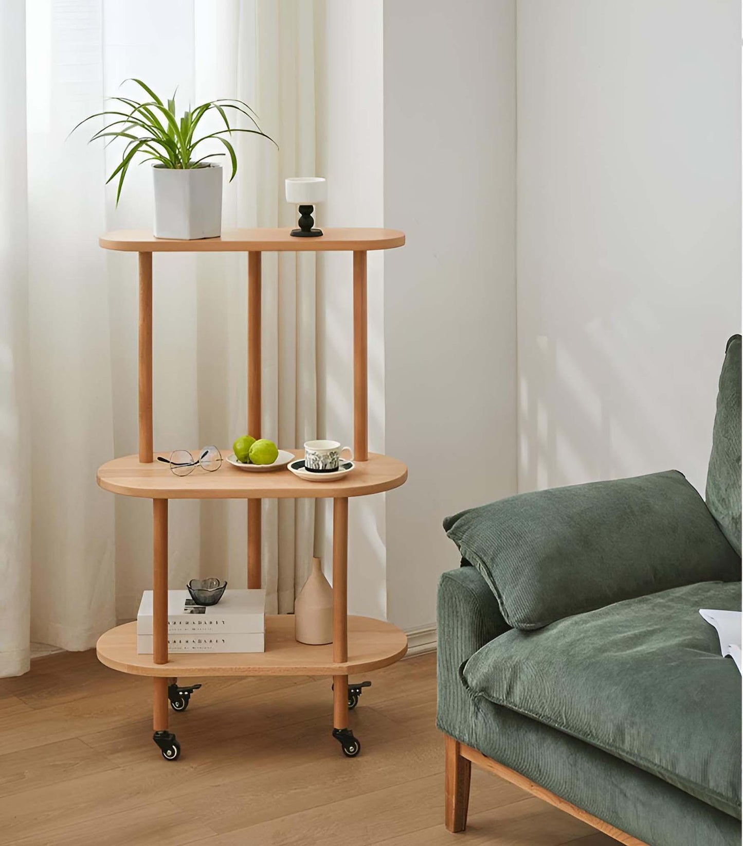 Versatile Rolling Shelf - Three-Tier Style for Any Room