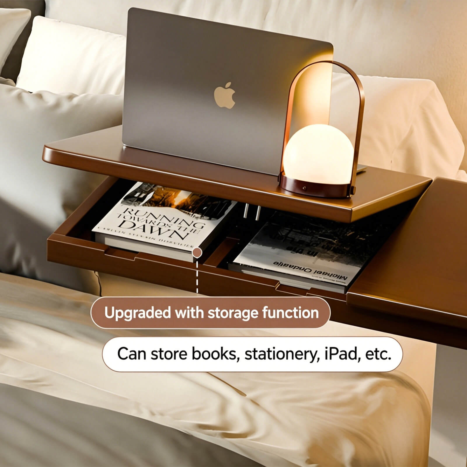 solid wood rolling laptop cart
