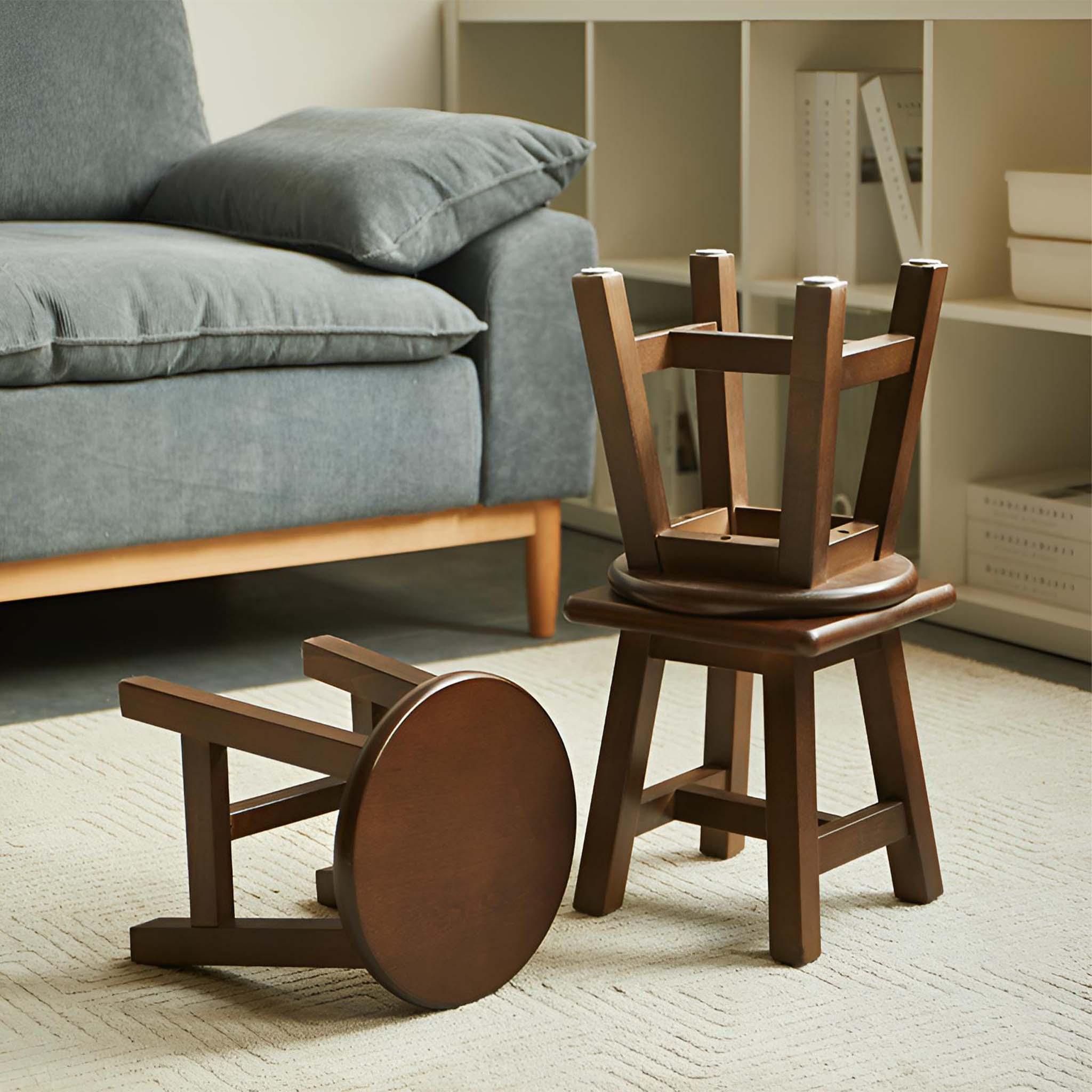 Rustic Charm: Solid Wood Short Stool - Sturdy, Stylish, and Ready for ...