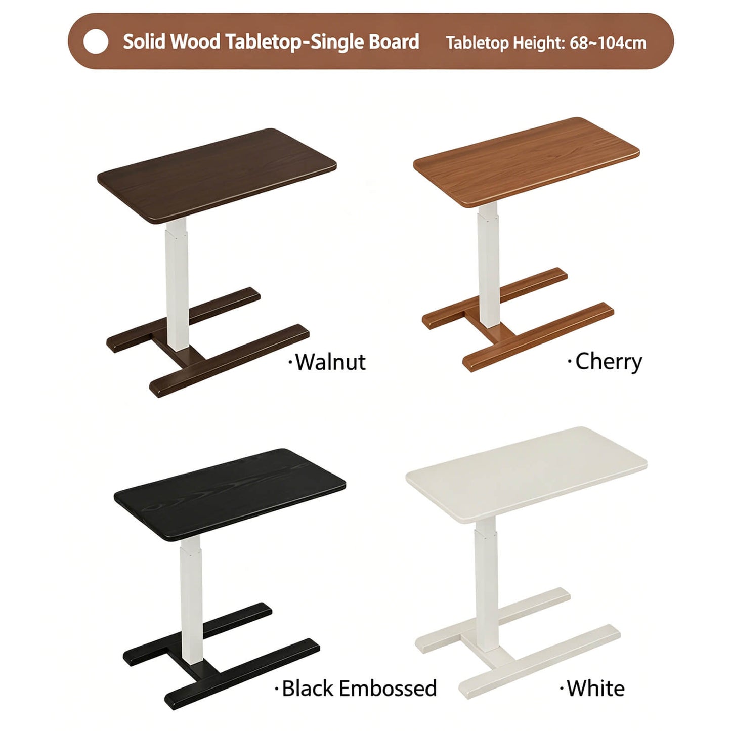 Space-Saving Solid Wood Bedside Table with Wheels - Adjustable Height Tiltable Mobile End Table